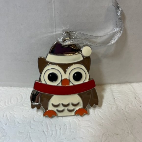 OWL Enamel Metal Christmas Tree Holiday Hanging Ornament 2.5"x3" - Picture 4 of 4